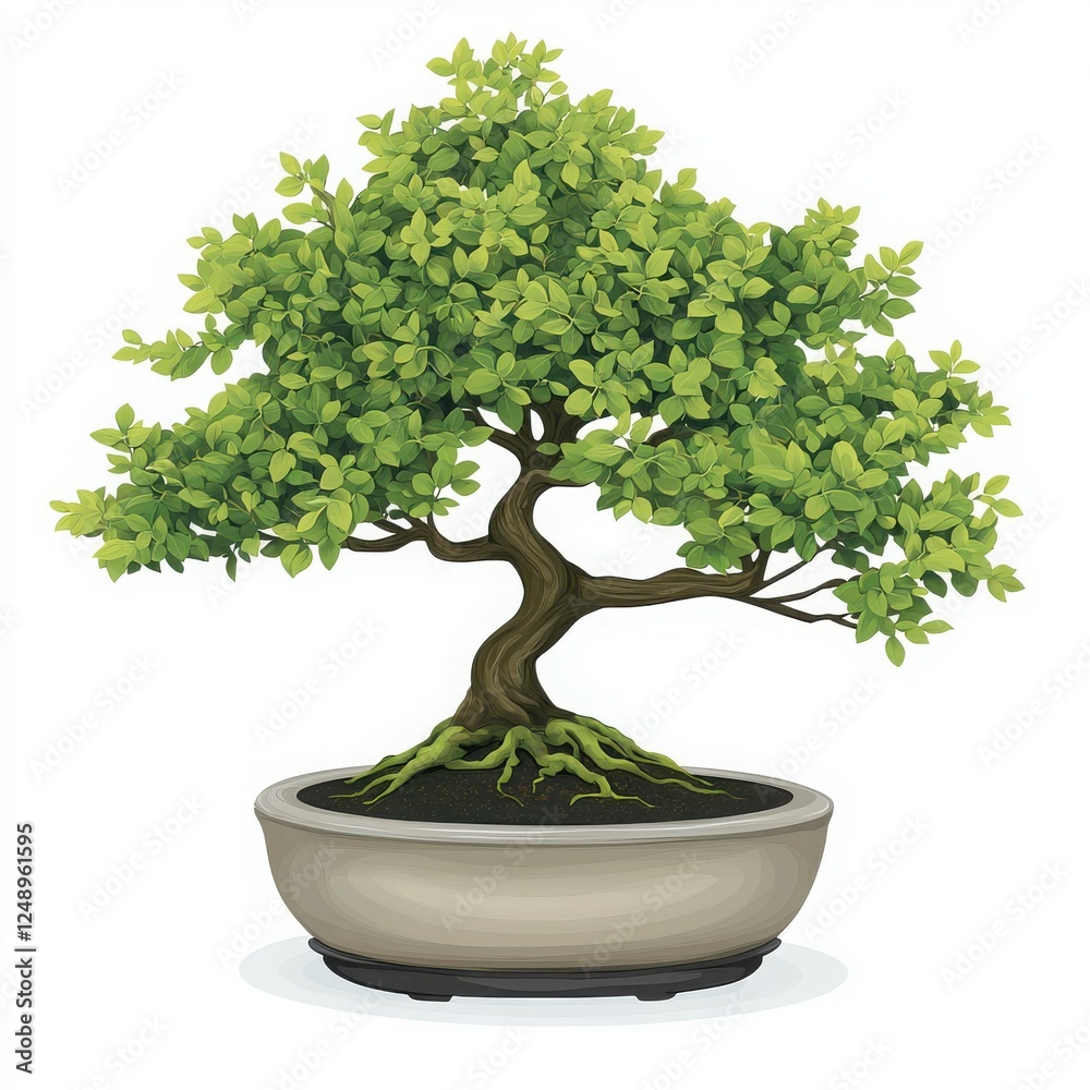 Bonsai tree, beautifully shaped, in a decorative pot, isolated on white background. Bonsai tree, beautifully shaped, in a decorative pot, isolated on white background.