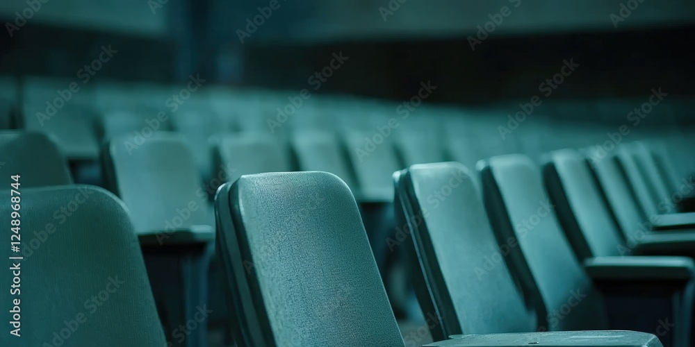 Fototapeta premium Close-Up Shot of Empty Seats in an Auditorium Highlighting the Unique Design and Arrangement of the Seating Area for Events and Gatherings