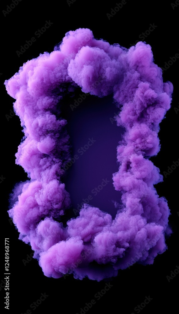 A vibrant purple smoke cloud forming a unique shape against a dark background. A vibrant purple smoke cloud forming a unique shape against a dark background.
