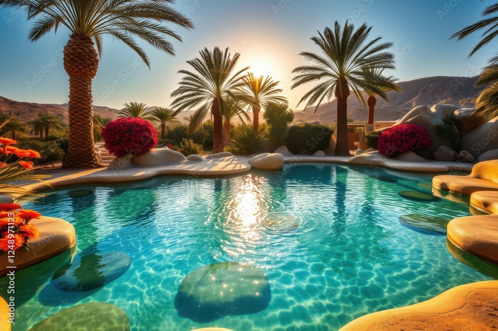 Luxury Desert Pool at Sunset Luxury Desert Pool at Sunset