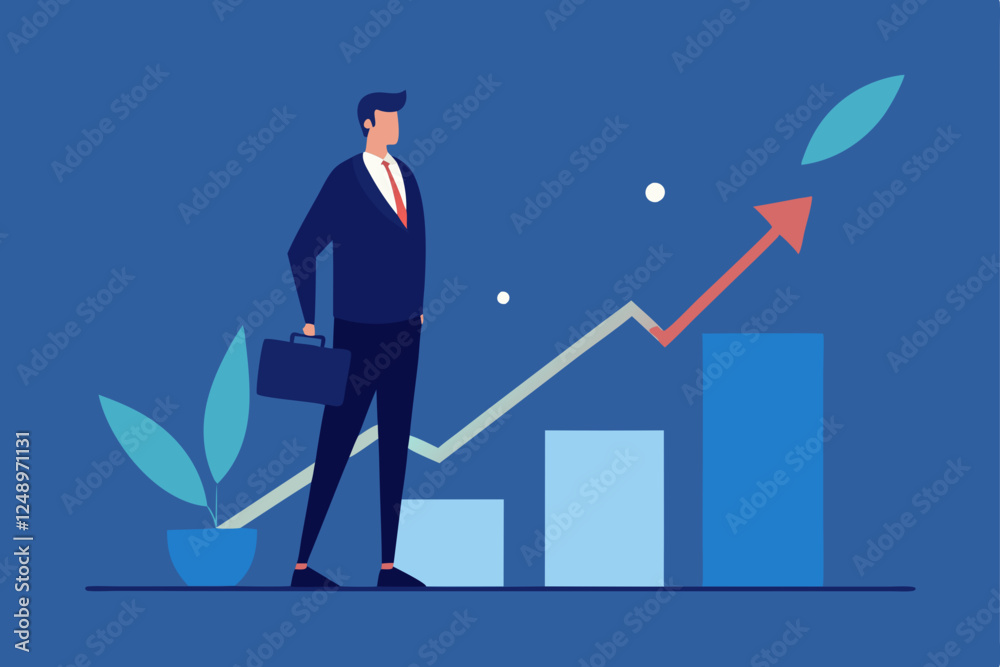 Fototapeta premium business man and graph