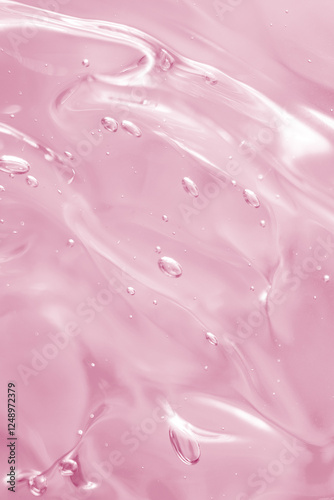 Abstract soft pink liquid with flowing texture and bubbles on a soft pastel background. Elegant and modern fluid composition. Copy space available. pink abstract beauty serum texture 