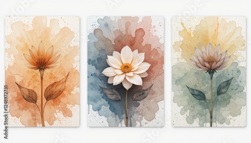 set of watercolor flowers
