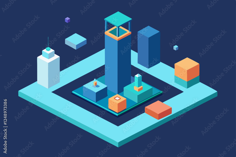 Fototapeta premium isometric city in the night