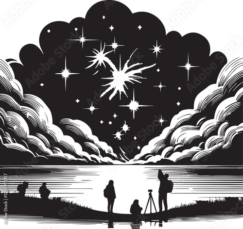 vector illustration of a night landscape