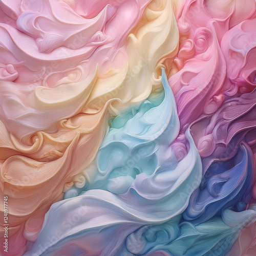 Subtle Soft Pastel Cotton Candy Rainbow Random Color Mixed Colour Ice Cream Gelato Cosmetics Cosmetic Products Makeup Texture 3D Oil Painting Background Screen
