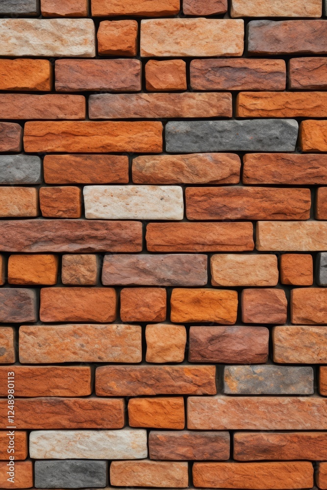 Obraz premium a close up of a brick wall with a red and grey block