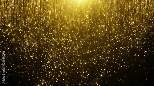 Wallpaper Mural 4k video footage of shimmering golden glitter particles cascading down against a dark background, creating an elegant and luxurious effect, perfect for celebrations and events.  
 Torontodigital.ca