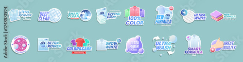 Washing clothes stickers set, laundry detergent, great quality, smart cleaning