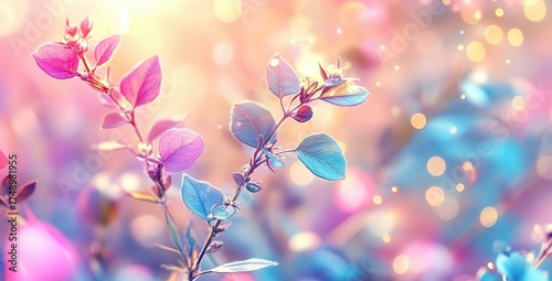 Dreamy Pastel Background with Soft Pink and Blue Hues Evoking Tranquility and Serenity in a Beautiful Natural Setting