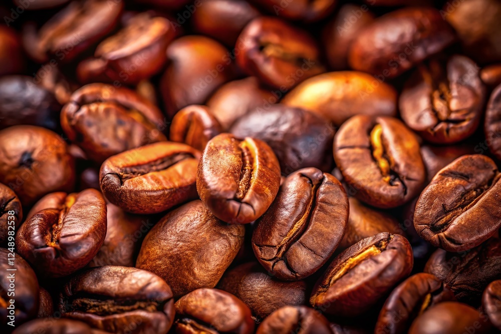 Fototapeta premium Close-Up Coffee Bean Texture Background - Tilt-Shift Photography