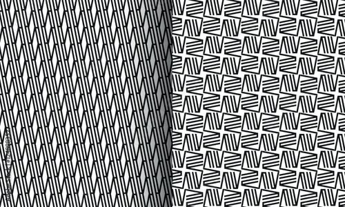 Set of two vector line abstract geometric black patterns