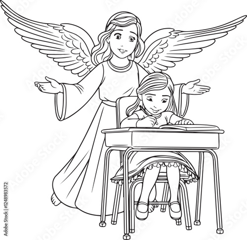 Guardian Angel Watching Over a Student at Work