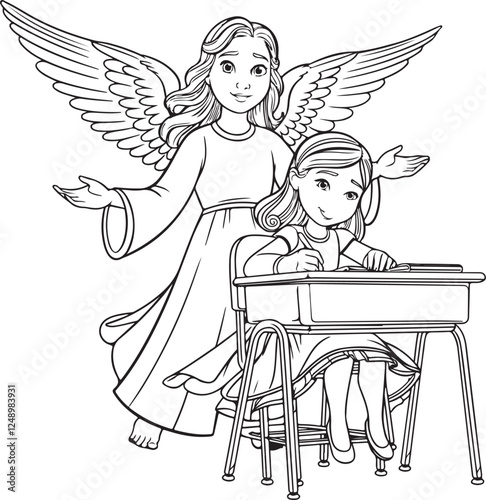 Guardian Angel Watching Over a Student at Work