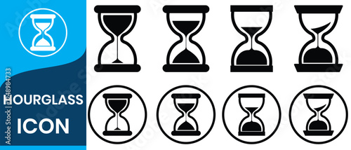 Hourglass icon set.  Sandglass icons on transparent background. Vector illustration. 