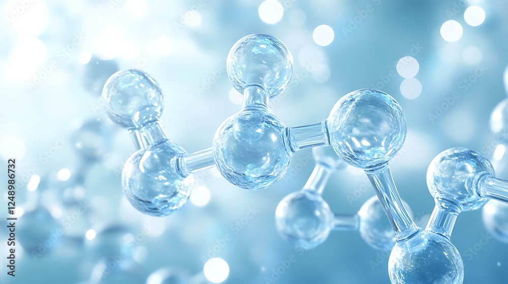 Abstract Molecular Structure with Water Droplets