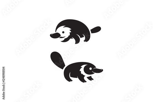 platypus black color vector silhouette illustration isolated in white background