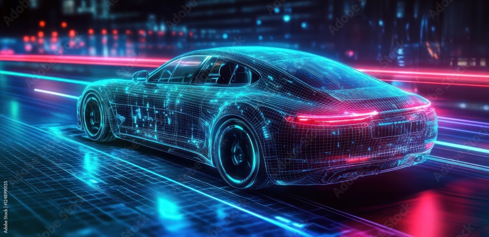Futuristic High Speed Sports Car Dynamic Motion 3D Illustration Futuristic High Speed Sports Car Dynamic Motion 3D Illustration