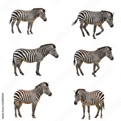 Collection of Zebra Photographs on White Background for Wildlife and Nature Projects