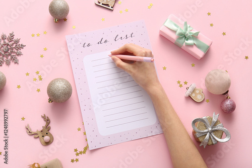 Woman writing to-do list wi...