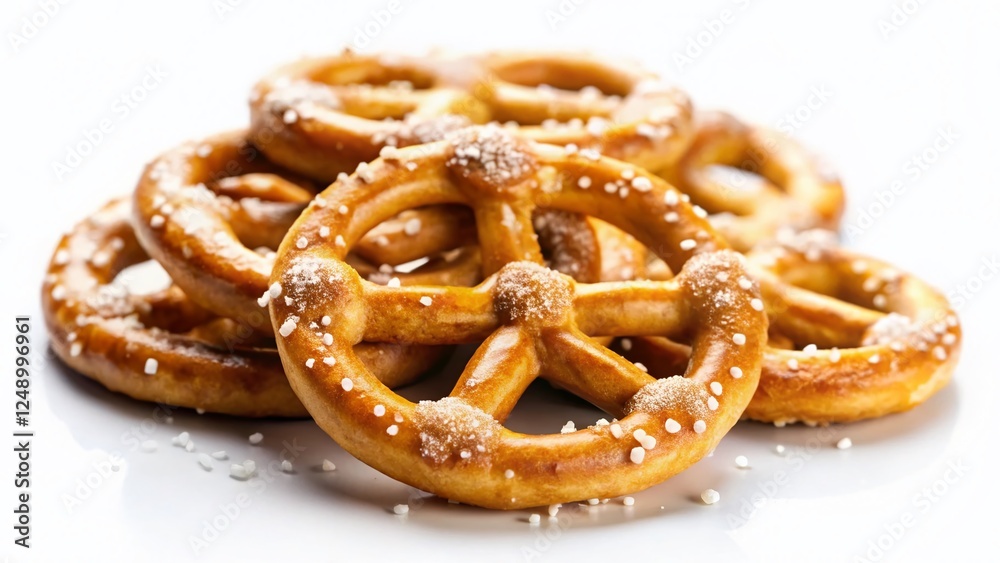 Crispy Salty Pretzel Cookies: Mini Tilt-Shift Delight, Isolated on White Crispy Salty Pretzel Cookies: Mini Tilt-Shift Delight, Isolated on White