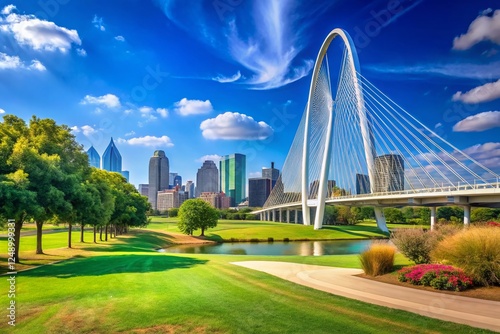 Dallas Trinity Park Panoramic View with Margaret Hunt Hill Bridge photo