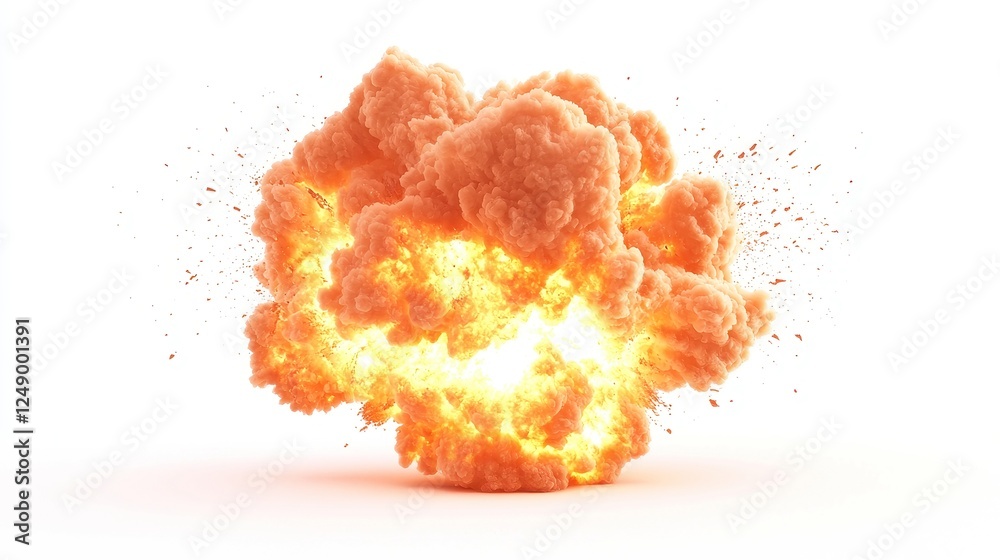 Cataclysmic Firestorm, a striking visual of a massive explosion engulfing the scene in flames, set against a stark white backdrop, evoking themes of destruction and chaos. Cataclysmic Firestorm, a striking visual of a massive explosion engulfing the scene in flames, set against a stark white backdrop, evoking themes of destruction and chaos.