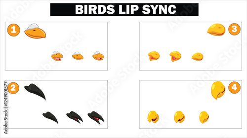 Canvas Print vector birds lips plus birds lip sync, Multiple lip sync of birds, crow lip sync
