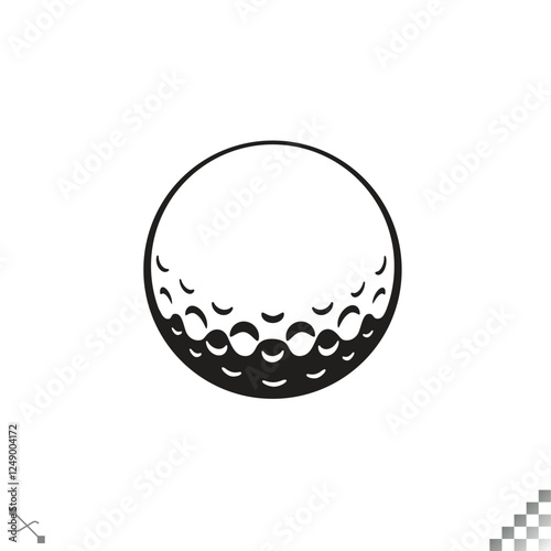 A clean and modern icon logo featuring a white professional golf ball, designed as a sleek corporate identity symbol for golf-related businesses.