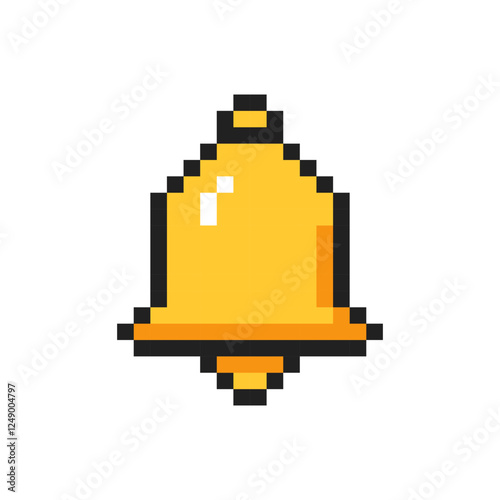 Pixel notifications bell, 8 bit bell icon. Vector illustration