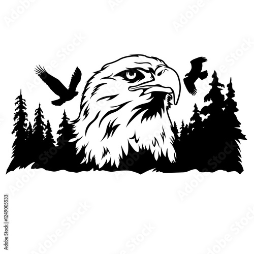 Eagle Head and forest silhouette