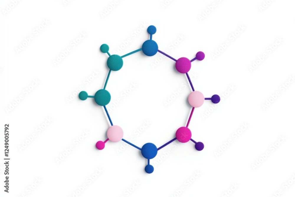 colorful molecule model on white background colorful molecule model on white background