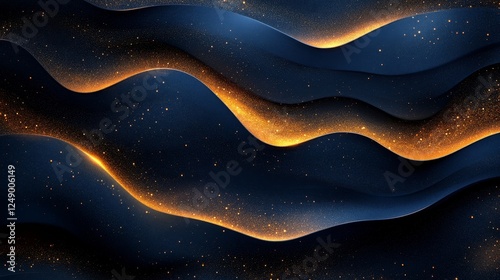 abstract background of rippling, swirling blue and gold shapes that evoke feelings of luxury, sophistication, and elegance.