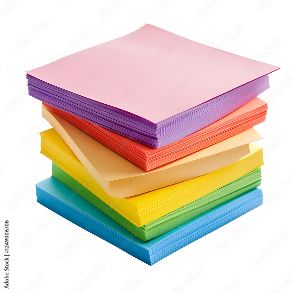 Colorful Stacked Sticky Notes on White Background Colorful Stacked Sticky Notes on White Background