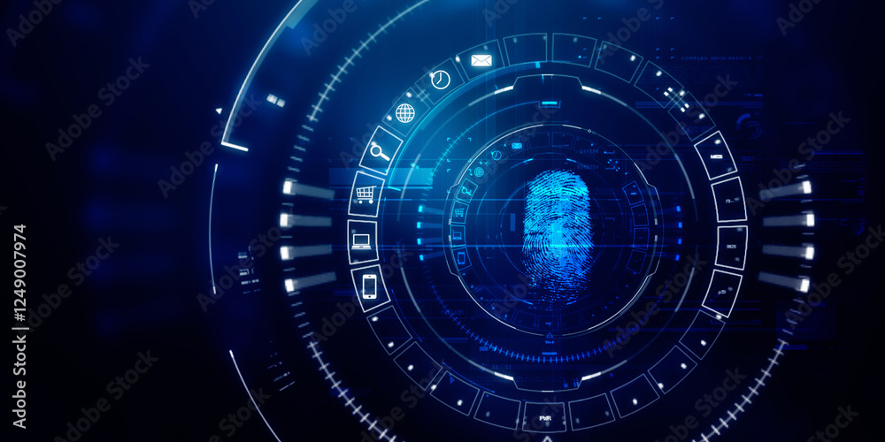 2d Illustration Fingerprint Scanning Technology Concept 2d Illustration Fingerprint Scanning Technology Concept