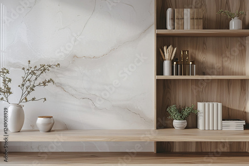 Luxe office interior marble wall backdrop for online meetings