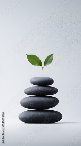 Minimalist Japanese Zen garden with floating rocks, serene environment, peaceful atmosphere, rocks suspended in mid-air, sand patterns, meditative space, tranquil design, Japanese landscaping, spiritu photo