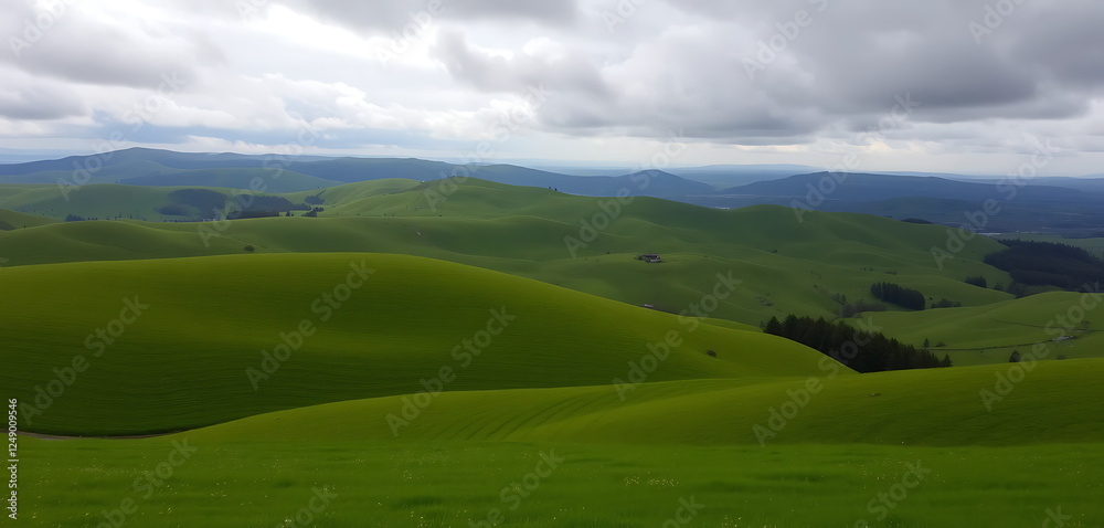 Rolling Green Hills Under Dramatic Sky Rolling Green Hills Under Dramatic Sky