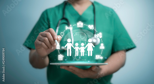 Family health protection concept highlighting medical insurance, safety and secure healthcare support with professional medical services for comprehensive wellbeing and trust