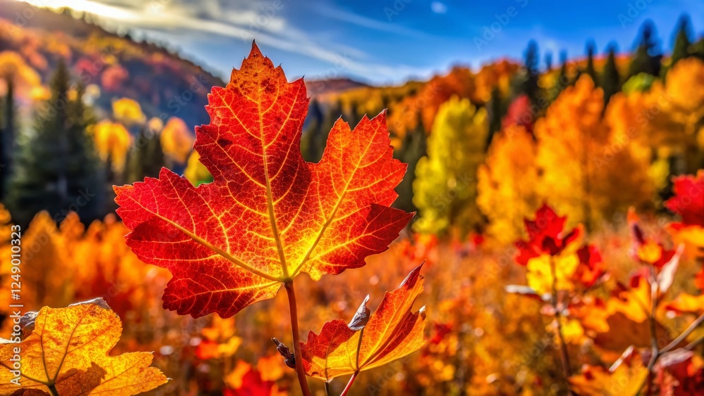 Obraz premium Dixie National Forest Autumn Leaves Macro Photography - Vivid Fall Colors