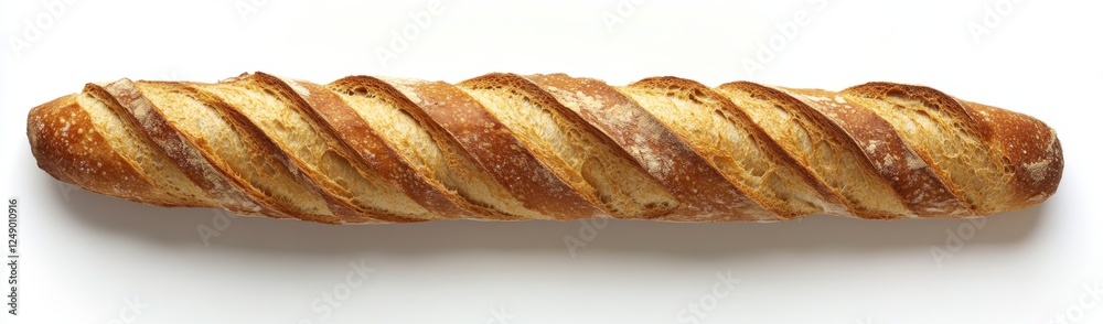 Crusty baguette on white background, studio shot, food photography, recipe website Crusty baguette on white background, studio shot, food photography, recipe website