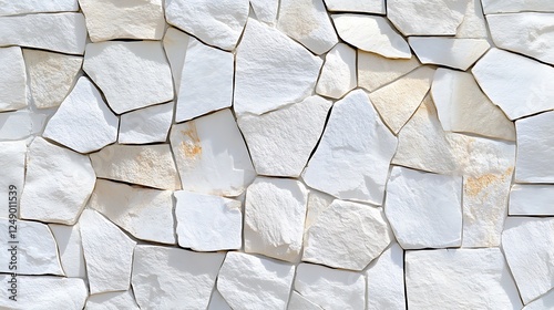 Irregular White Stone Wall Texture: Close-up Photography AI Generated
