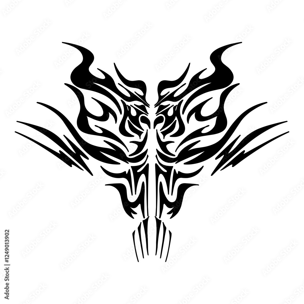 Obraz premium A symmetrical tribal tattoo design, perfect for adding a touch of edgy style to your projects