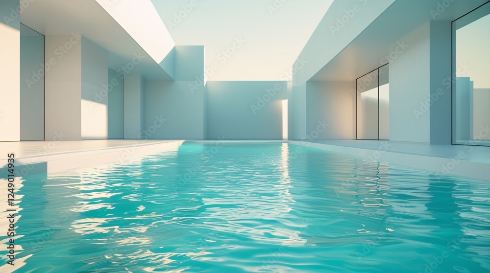 Fototapeta premium Modern Swimming Pool with Minimalist Architecture