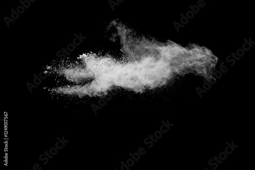 White cloud of powdery substance is floating in the air