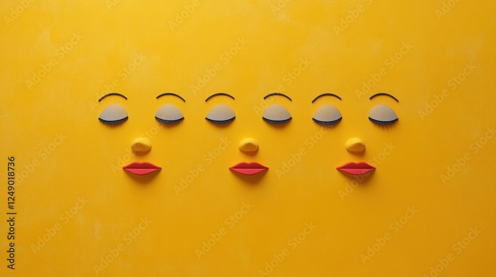 Fototapeta premium Expressive Faces Representing Feedback and Quality Assessment in a Playful Atmosphere