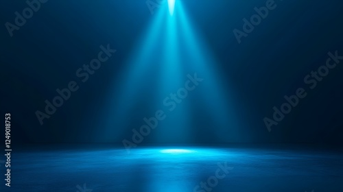 A dark background illuminated by two strong blue beams of light creating a dramatic spotlight effect.