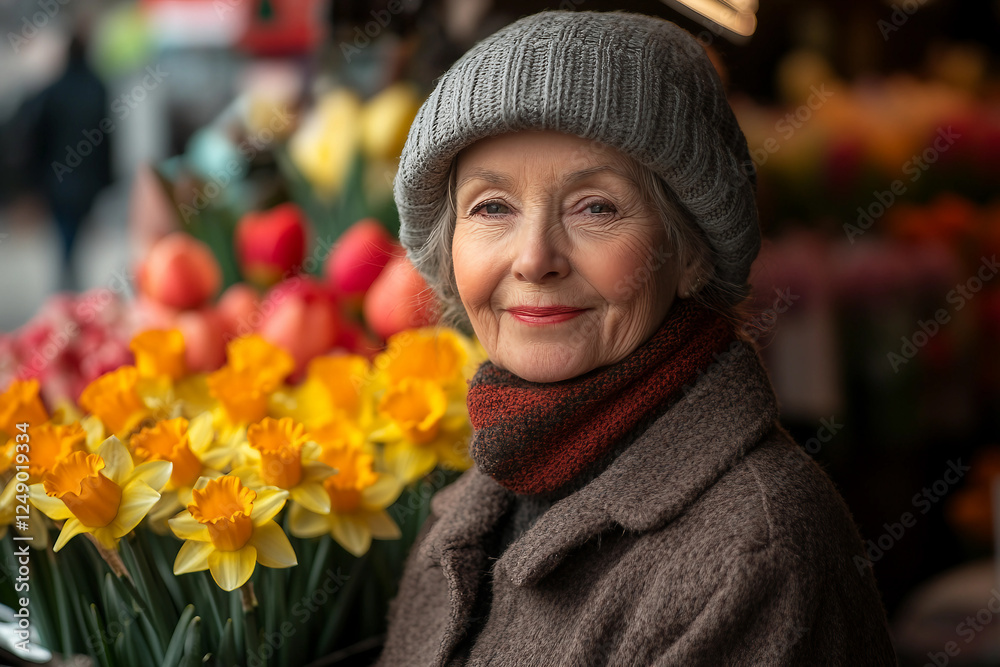 Generative AI Portrait of Flower Store Owner Florist Surrounded by Roses, Daisies and Seasonal Blooms Generative AI Portrait of Flower Store Owner Florist Surrounded by Roses, Daisies and Seasonal Blooms
