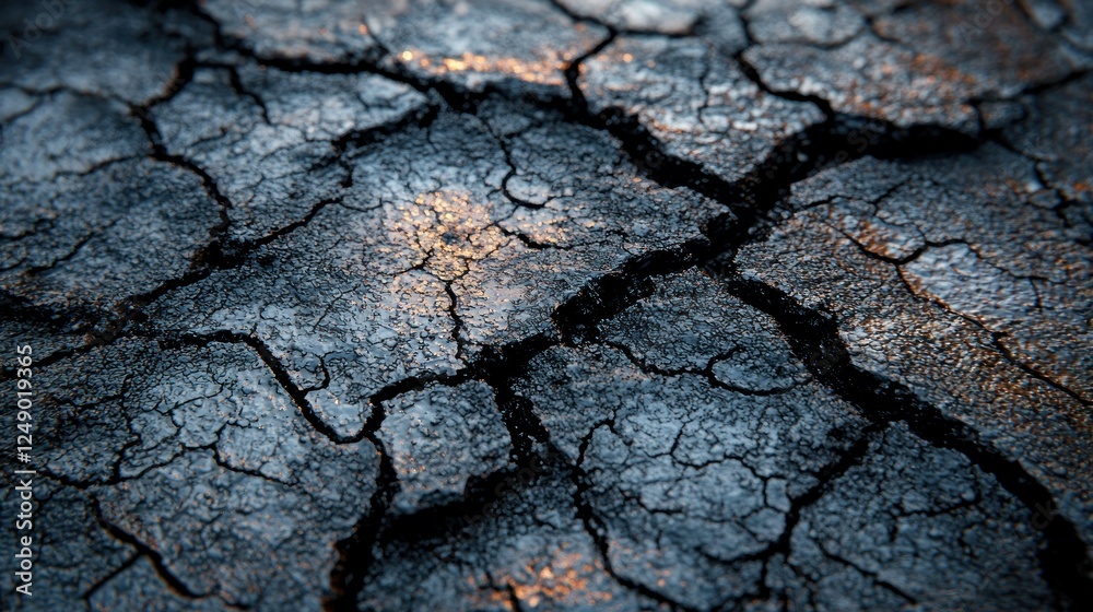 Close-up cracked earth, desert sunlight, drought effect Close-up cracked earth, desert sunlight, drought effect