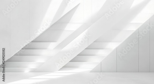 Minimalistic Abstract Composition with White Geometric Shapes and Soft Lighting